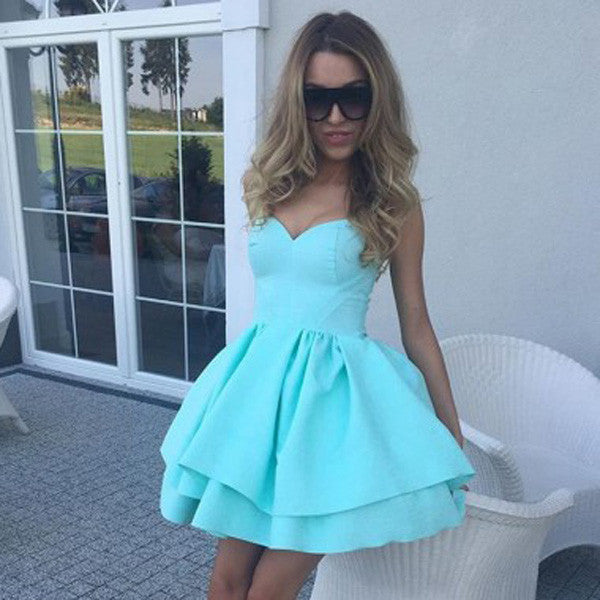 Pink Sweetheart Short Prom Dress,Sleeveless Ruffles Cheap Homecoming Dress,Party Dress SH190