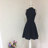Black High Neck Short Prom Dress,Sleeveless Appliques Sheer Cheap Homecoming Dress,Party Dress SH195