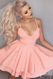 Pink Spaghetti Straps Homecoming Dress, Prom Dresses Short,Cheap Party Dress,SH201