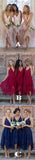 Royal Blue Straps V Neck Lace Bridesmaid Dress, Cheap Homecoming Dress, SH209