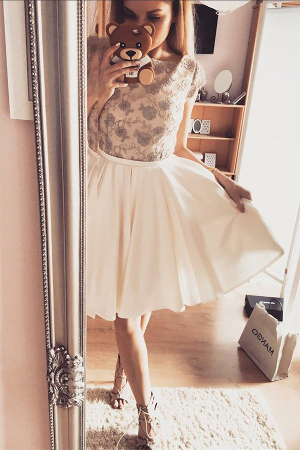 Open Back Stylish A-Line Cap Sleeves Short Homecoming Dress, SH211