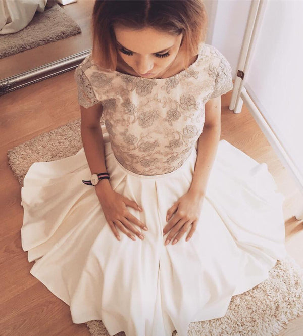 Open Back Stylish A-Line Cap Sleeves Short Homecoming Dress, SH211