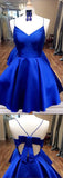 Royal Blue Straps Short Homecoming Dress with Ribbon, Short Prom Dress, SH215