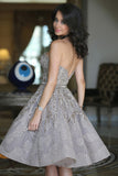 Gray Straight Strapless Homecoming Dress,Sparkle Mid Prom Dress