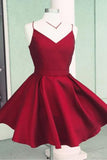 Satin Open Back A-Line Spaghetti Straps Homecoming Dress with Bowknot, SH255