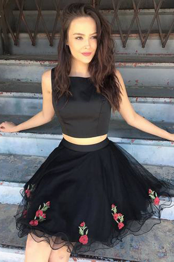 Black Unique Two Pieces Homecoming Dress Party Dresses,Prom Dresses – Simidress