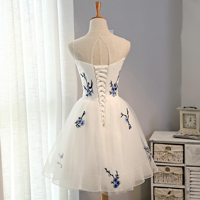 Embroidery Flowers Cheap Short Homecoming Dress Prom Dresses, SH258