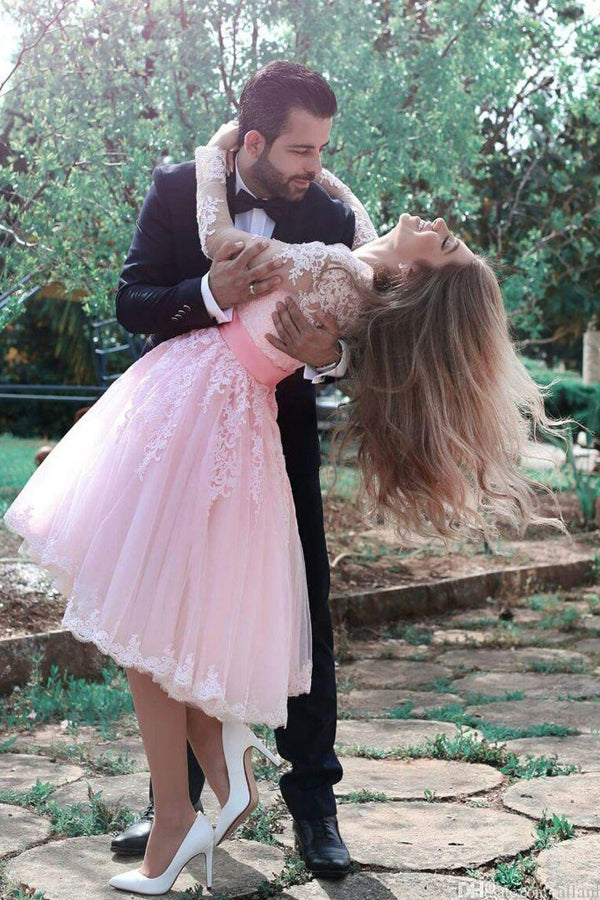 A-Line Tulle Long Sleeves Short Prom Dresses, Homecoming Dresses Simidress A-Line Tulle Long Sleeves Short Prom Dresses, Homecoming Dresses Simidress