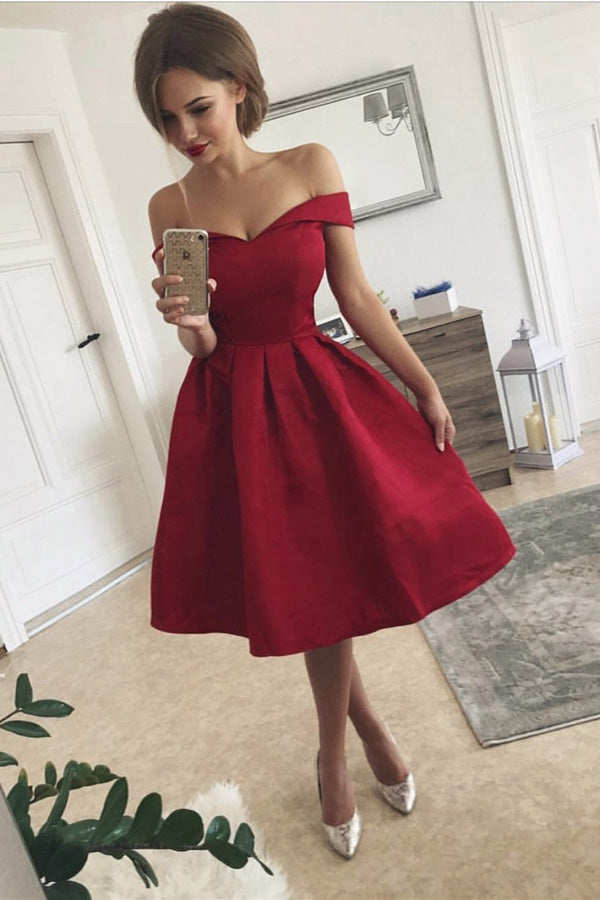 Simple Off the Shoulder Homecoming Dress, Graduation Dresses, Sweet 16 Dress, SH293