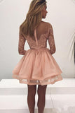 Tulle Zipper Back Long Sleeve Lace Homecoming Dress Party Dress from simidress.com