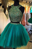 Two Pieces Beaded Bodice Boho Hoco Homecoming Dresses Short Prom Dress from simidress.com