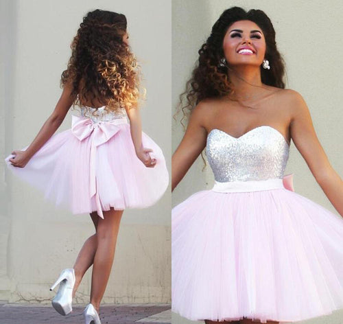 Sparkly Sweetheart Cute Casual Graduation Dress Homecoming Dresses from simidress.com