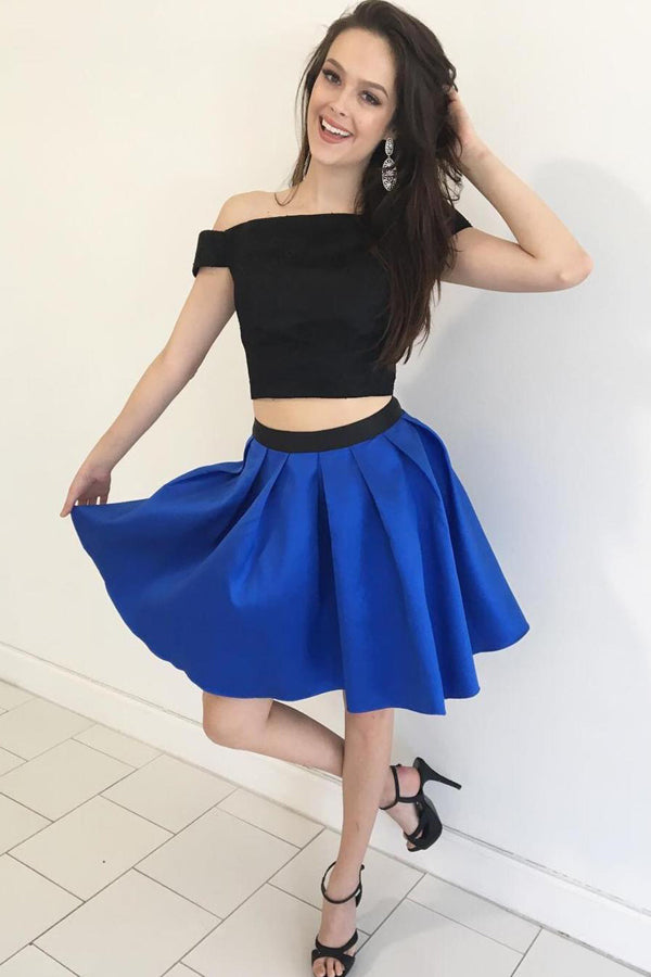 Two Piece Cheap Short Prom Dresses Simple Cute Homecoming Dresses SH336
