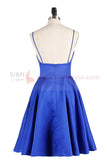 Blue A-line Spaghetti Straps Cute Homecoming Dress Short Prom Dress from simidress.com