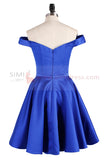 Cute Blue A-line Off Shoulder Homecoming Dress Short Prom Dress from simidress.com