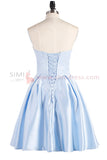Beautiful Light Blue A-line Satin Homecoming Dress Short Prom Dress|simidress.com