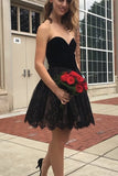 Lace Homecoming Dresses,Black Prom Dress Short,Cheap Party Dresses for Girls,SH36