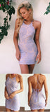 Simple Tight Lace Mermaid Open Back Short Prom Dresses, Homecoming Dress, SH385|simidress.com