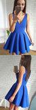Cute Simple Blue V-neck Cheap Short Prom Dresses Homecoming Dresses, SH394 at simidress.com