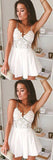 Simidress offer White Short Prom Dress, Spaghetti Straps Homecoming Dress, Graduation Gowns, SH395