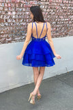 Cute Organza Skirt Royal Blue A-line Lace Top Short Homecoming Dresses, SH396 at simidress.com