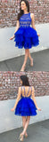 Simidress offer Cute Organza Skirt Royal Blue A-line Lace Top Short Homecoming Dresses, SH396