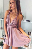 Simple Dusty Pink Cheap Short Prom Dress, Cute Homecoming Dresses on Line, SH397