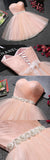 Blush Pink Tulle Strapless Sweetheart Neck Homecoming Dress, Short Prom Dresses, SH400 at simidress.com
