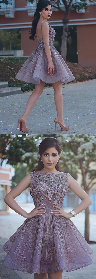 New Arrival Beteau Cute A line Homecoming Dress with Lace and Beading, SH410 at simidress.com