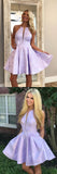 Lilac Floral Jacquard Halter Homecoming Dresses sold by www.simidress.com