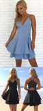 Simple Blue Spaghetti Straps V Neck Short Prom Dress Homecoming Dress sold by www.simidress.com