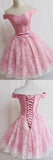 Charming Pink Off Shoulder A line homecoming dresses with Appliques, SH416 at simidress.com