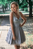 New Arrival Beaded Lace Straps A-line Short Prom Dresses | Homecoming Dress, SH424|simidress.com