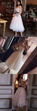 Find cheap Pearl Pink Tulle Beaded A-line Spaghetti Strap Tea Length Homecoming Dresses, SH437 at www.simidress.com