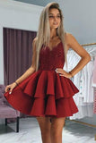 New Style Red Satin A-line Cocktail Homecoming Dresses | Graduation Dress, SH438