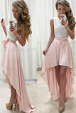 Pink Chiffon High Low A-line Short Prom Dresses, Fashion Homecoming Dresses, SH439