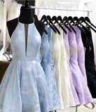 simidress.com offer Lilac Floral Halter A-line Homecoming Dresses with Pocket | Graduation Dresses, SH462