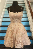 New Arrival Spaghetti Straps V-neck Homecoming Dresses with Lace Up Back, SH464
