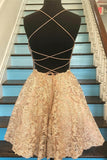 simidress.com|New Arrival Spaghetti Straps V-neck Homecoming Dresses with Lace Up Back, SH464