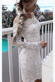 White Lace Homecoming Dress for Teens, Affordable Sexy Short Prom Dresses, SH47