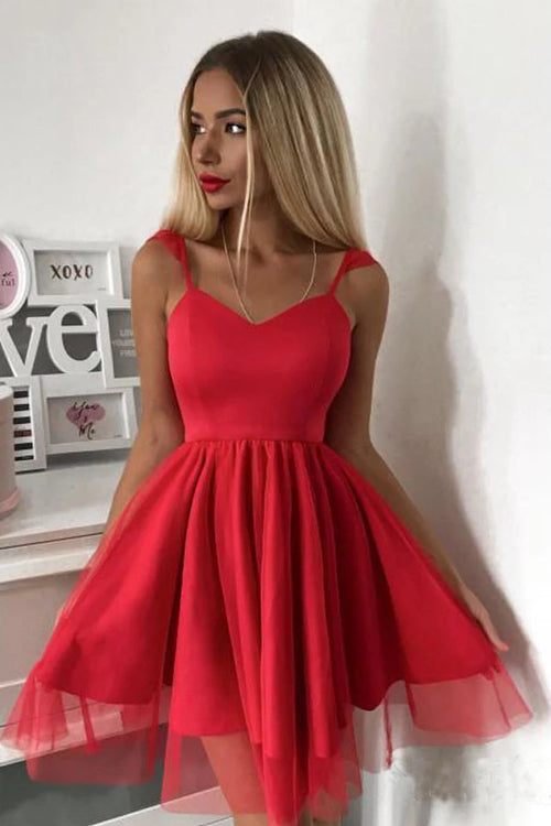 Simple Cute Spaghetti Straps Tulle Short Prom Dresses | Mini Homecoming Dress, SH487 Simidress Simple Cute Spaghetti Straps Tulle Short Prom Dresses | Mini Homecoming Dress, SH487 Simidress