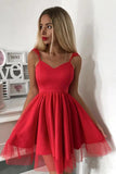 simidress.com offer Simple Cute Spaghetti Straps Tulle Short Prom Dresses | Mini Homecoming Dress, SH487