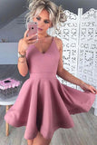 Pink Satin Homecoming Dresses,Homecoming Gowns,Short Homecoming Dresses,SH48