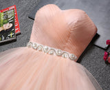 Blush Pink Tulle Strapless Sweetheart Neck Short Prom Dresses, Homecoming Dress,SH50