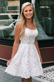 Lace Spaghetti Straps Sleeveless Homecoming Dress, Graduation Dresses, SH528