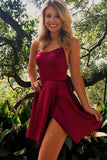 Red A-line Scoop Neck Cross Back Spaghetti Straps Homecoming Dresses, SH541 - Simidress.com