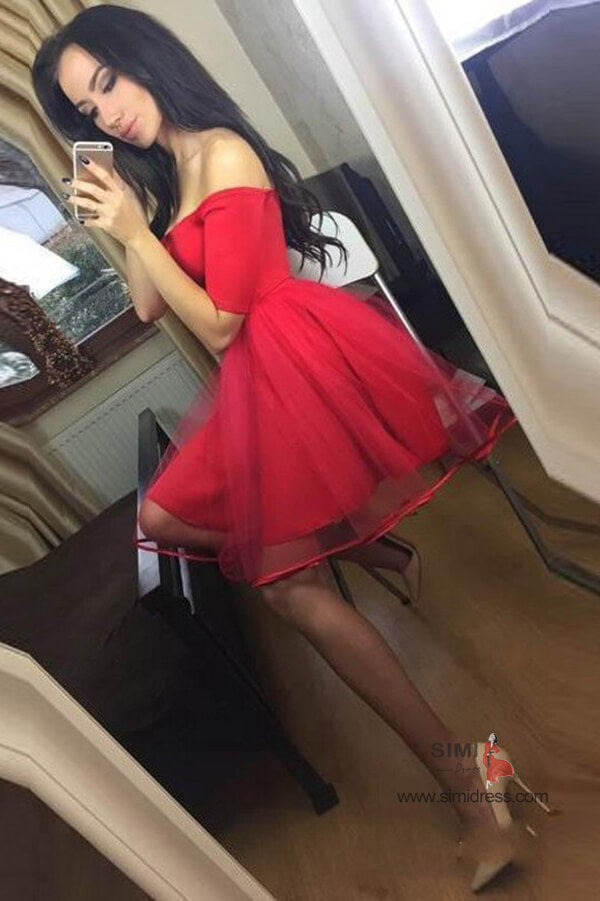 Black A-line Off-the-Shoulder Homecoming Dresses, SH547 | Simidress Black A-line Off-the-Shoulder Homecoming Dresses, SH547 | Simidress
