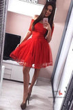 Little Red A-line Off-the-Shoulder Homecoming Dresses With Tulle Skirt, SH547 | homecoming dresses | graduation dresses | short prom dresses | sweet 16 | dresses for homecoming | long sleeve homecoming dresses | short homecoming dresses | homecoming dresses short | homecoming dresses cheap | cheap homecoming dresses | plus size homecoming dresses | red homecoming dresses | formal dresses | school dance | simple homecoming dresses | Homecoming Dresses online | Mini homecoming dresses | Simidress