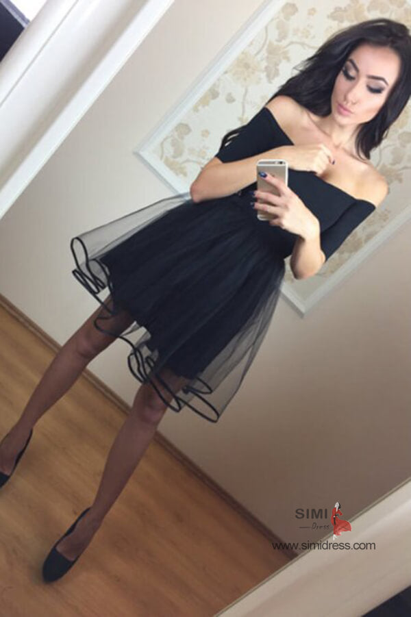 Black A-line Off-the-Shoulder Homecoming Dresses, SH547 | Simidress Black A-line Off-the-Shoulder Homecoming Dresses, SH547 | Simidress