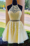 Cheap Yellow Tulle A-line Graduation dresses, Homecoming Dresses, SH552 | yellow homecoming dresses | short homecoming dresses | graduation dresses | homecoming dresses near me | Simidress 